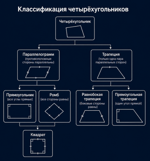 Классификация четырёхугольников